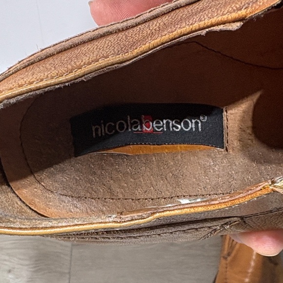 Nicola Benson Men's Tan Italian Leather Square Toe Slip-On Shoes Size 10.5 - Picture 8 of 9